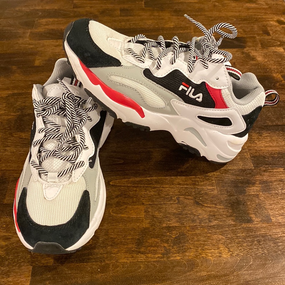 Red white and blue women’s filas